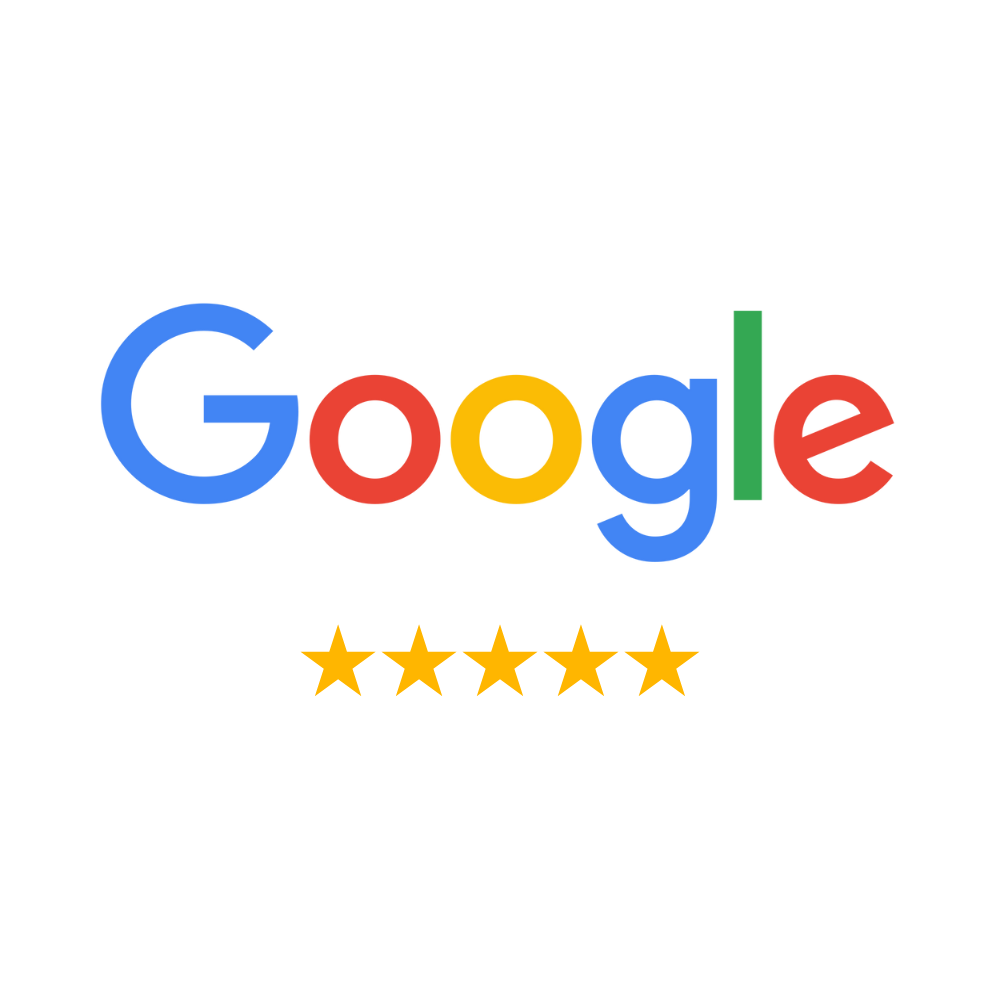 Google logo with five yellow stars, indicating a 5-star rating for exceptional service.