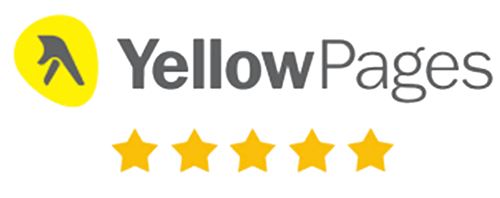 Yellowpages logo with five green stars, indicating a 5-star rating for local service excellence.