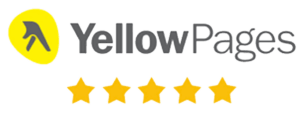 Yellowpages logo with five green stars, indicating a 5-star rating for local service excellence.