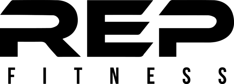 The official logo for Rep Fitness, representing safe and precise assembly for their high-quality power racks, benches, and home gym equipment.